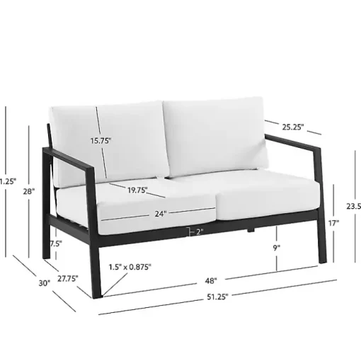 White Sunbrella Cushions Holland Outdoor Loveseat