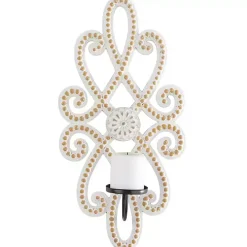 Whitewash Beaded Scroll Sconce