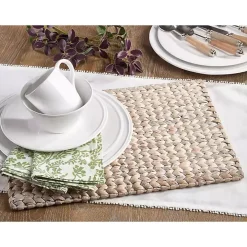 Whitewashed Woven Rattan Placemats, Set of 4