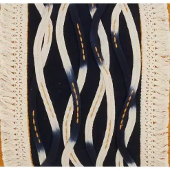 Yellow Wave Stitched Fringe Lumbar Pillow